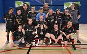 11 May 2025; Dundalk players and coaches celebrate with the cup after the LOI Cairdeas Cup Festival at the National Indoor Arena on the Sport Ireland Campus in Dublin. Photo by Stephen McCarthy/Sportsfile