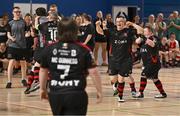 11 May 2025; Dundalk players celebrate during their penalty shoot-out victory in LOI Cairdeas Cup Festival final match between Dundalk and Finn Harps at the National Indoor Arena on the Sport Ireland Campus in Dublin. Photo by Stephen McCarthy/Sportsfile