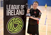 11 May 2025; Dundalk captain Jamie Linden celebrates with cup after the LOI Cairdeas Cup Festival at the National Indoor Arena on the Sport Ireland Campus in Dublin. Photo by Stephen McCarthy/Sportsfile