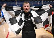 11 May 2025; Dundalk's Jamie Linden celebrates after winning the LOI Cairdeas Cup Festival final match between Dundalk and Finn Harps at the National Indoor Arena on the Sport Ireland Campus in Dublin. Photo by Stephen McCarthy/Sportsfile
