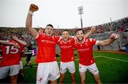 11 May 2025; Louth players, from left, Tommy Durnin, Andy McDonnell and Dermot Campbell after the Leinster GAA Football Senior Championship final match between Louth and Meath at Croke Park in Dublin. Photo by Ramsey Cardy/Sportsfile