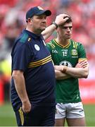 11 May 2025; Meath manager Robbie Brennnan and Meath captain Eoghan Frayne after their side's defeat in the Leinster GAA Football Senior Championship final match between Louth and Meath at Croke Park in Dublin. Photo by Piaras Ó Mídheach/Sportsfile