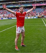 11 May 2025; Dermot Campbell of Louth celebrates after his side's victory in the Leinster GAA Football Senior Championship final match between Louth and Meath at Croke Park in Dublin. Photo by Piaras Ó Mídheach/Sportsfile