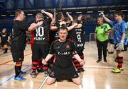 11 May 2025; Dundalk's Jamie Linden celebrates after winning the LOI Cairdeas Cup Festival final match between Dundalk and Finn Harps at the National Indoor Arena on the Sport Ireland Campus in Dublin. Photo by Stephen McCarthy/Sportsfile