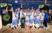 11 May 2025; Waterford pose for a photograph with the cup after the LOI Cairdeas Cup Festival at the National Indoor Arena on the Sport Ireland Campus in Dublin. Photo by Stephen McCarthy/Sportsfile
