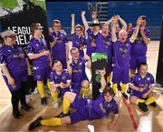 11 May 2025; Wexford players pose for a photograph with the cup after the LOI Cairdeas Cup Festival at the National Indoor Arena on the Sport Ireland Campus in Dublin. Photo by Stephen McCarthy/Sportsfile