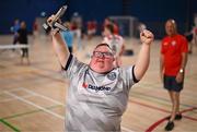 11 May 2025; Derry City's Ryan Kennedy celebrates after their LOI Cairdeas Cup Festival match between Derry City and Drogheda United at the National Indoor Arena on the Sport Ireland Campus in Dublin. Photo by Stephen McCarthy/Sportsfile