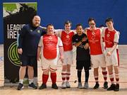 11 May 2025; The St Patrick's Athletic team before the LOI Cairdeas Cup Festival at the National Indoor Arena on the Sport Ireland Campus in Dublin. Photo by Stephen McCarthy/Sportsfile