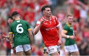 11 May 2025; Craig Lennon of Louth celebrates after scoring his side's third goal during the Leinster GAA Football Senior Championship final match between Louth and Meath at Croke Park in Dublin. Photo by Piaras Ó Mídheach/Sportsfile
