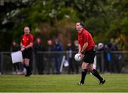 11 May 2025; Referee Sean Hurson starts the second half of the Táilteann Cup match between Sligo and Tipperary at Kilcoyne Memorial Park in Tubbercurry, Sligo. Photo by Ray McManus/Sportsfile