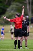 11 May 2025; Shane Deignan of Sligo is shown a black card by referee Sean Hurson during the Táilteann Cup match between Sligo and Tipperary at Kilcoyne Memorial Park in Tubbercurry, Sligo. Photo by Ray McManus/Sportsfile
