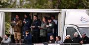 11 May 2025; Spectators, Ocean FM staff and journalists watch during the Táilteann Cup match between Sligo and Tipperary at Kilcoyne Memorial Park in Tubbercurry, Sligo. Photo by Ray McManus/Sportsfile