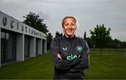 15 May 2025; Head coach Carla Ward poses for a portrait before a Republic of Ireland women's media conference at FAI Headquarters in Abbotstown, Dublin. Photo by Stephen McCarthy/Sportsfile