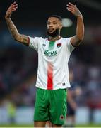 9 May 2025; Djenairo Daniels of Cork City celebrates after scoring his side's first goal during the SSE Airtricity Men's Premier Division match between Cork City and Derry City at Turner's Cross in Cork. Photo by Michael P Ryan/Sportsfile
