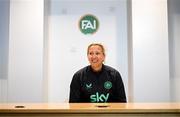 15 May 2025; Head coach Carla Ward during a Republic of Ireland women's media conference at FAI Headquarters in Abbotstown, Dublin. Photo by Stephen McCarthy/Sportsfile