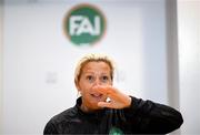 15 May 2025; Head coach Carla Ward during a Republic of Ireland women's media conference at FAI Headquarters in Abbotstown, Dublin. Photo by Stephen McCarthy/Sportsfile