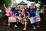 12 May 2025; Pictured from the Irish Life Dublin Marathon community are, Irish Life Chief Executive Officer Declan Bolger, Irish Life Dublin Marathon Race Director Jim Aughney, with elite runners Nichola Sheridan, Ryan Creech and Hiko Tonosa Haso, with club runners from Clonliffe Harriers and Donore Harriers, charity runners representing Pieta and Breast Cancer Ireland with Sanctuary Runners; alongside passionate spectators with supportive signs and dedicated event volunteers. Ireland’s largest mass participation endurance event celebrates the power of community through sport — with tens of thousands of runners, 120 charity partners, the support of 2,000 volunteers, and 330,000 spectators lining the streets of Dublin. The 2025 edition takes place on Sunday, 26th October. Updated findings show the 2024 event generated €23.79 million in economic impact, highlighting its growing significance in both sport and Irish society. Photo by Ramsey Cardy/Sportsfile