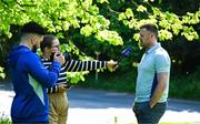 15 May 2025; New Leinster Rugby women's head coach Ben Martin is interviewed by Leinster TV at Leinster Rugby HQ in Dublin. Photo by Brendan Moran/Sportsfile