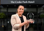 12 May 2025; Kerry star Danielle O’Leary is pictured with The Croke Park Hotel/LGFA Player of the Month award for April 2025, at The Croke Park Hotel in Jones Road, Dublin. Danielle scored 1-5 in a Player of the Match performance against Armagh in the Lidl National League Division 1 Final at Croke Park on Saturday April 12. Photo by Stephen McCarthy/Sportsfile
