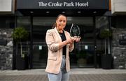 12 May 2025; Kerry star Danielle O’Leary is pictured with The Croke Park Hotel/LGFA Player of the Month award for April 2025, at The Croke Park Hotel in Jones Road, Dublin. Danielle scored 1-5 in a Player of the Match performance against Armagh in the Lidl National League Division 1 Final at Croke Park on Saturday April 12. Photo by Stephen McCarthy/Sportsfile