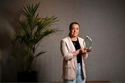 12 May 2025; Kerry star Danielle O’Leary is pictured with The Croke Park Hotel/LGFA Player of the Month award for April 2025, at The Croke Park Hotel in Jones Road, Dublin. Danielle scored 1-5 in a Player of the Match performance against Armagh in the Lidl National League Division 1 Final at Croke Park on Saturday April 12. Photo by Stephen McCarthy/Sportsfile