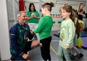 12 May 2025; Olympian Thomas Barr with students from St Laurence's Catholic National School during the Dare to Believe Olympic Schools Programme at St Laurence's Catholic National School in Kildare. Photo by David Fitzgerald/Sportsfile