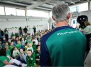 12 May 2025; Olympian Thomas Barr with students from St Laurence's Catholic National School during the Dare to Believe Olympic Schools Programme at St Laurence's Catholic National School in Kildare. Photo by David Fitzgerald/Sportsfile