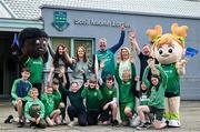 12 May 2025; Olympian Thomas Barr with principal Íde Kelly, teachers Shauna Gallagher, Olivia Byrne, left, and Allianz Schools Insurance Local Representative Martin Sinnott with students during the Dare to Believe Olympic Schools Programme at St Laurence's Catholic National School in Kildare. Photo by David Fitzgerald/Sportsfile