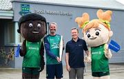 12 May 2025; Olympian Thomas Barr with and Allianz Schools Insurance Local Representative Martin Sinnott during the Dare to Believe Olympic Schools Programme at St Laurence's Catholic National School in Kildare. Photo by David Fitzgerald/Sportsfile