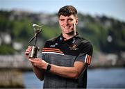 13 May 2025; PwC GAA/GPA Player of the Month for April in hurling, Brian Hayes of Cork, with his award outside the PwC offices in Cork. Photo by David Fitzgerald/Sportsfile