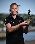 13 May 2025; PwC GPA Player of the Month for April in ladies’ football, Síofra O’Shea of Kerry, with her award outside the PwC offices in Cork. Photo by David Fitzgerald/Sportsfile