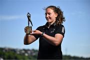 13 May 2025; PwC GPA Player of the Month for April in ladies’ football, Síofra O’Shea of Kerry, with her award outside the PwC offices in Cork. Photo by David Fitzgerald/Sportsfile