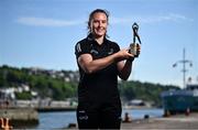 13 May 2025; PwC GPA Player of the Month for April in ladies’ football, Síofra O’Shea of Kerry, with her award outside the PwC offices in Cork. Photo by David Fitzgerald/Sportsfile
