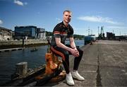13 May 2025; PwC GAA/GPA Player of the Month for April in football, Mathew Costello of Meath, with his award outside the PwC offices in Cork. Photo by David Fitzgerald/Sportsfile