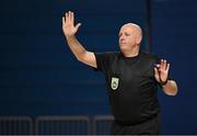 11 May 2025; Referee James Keating during the LOI Cairdeas Cup Festival at the National Indoor Arena on the Sport Ireland Campus in Dublin. Photo by Stephen McCarthy/Sportsfile