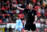5 May 2025; Referee Damien McGraith during the SSE Airtricity Men's Premier Division match between Derry City and St Patrick's Athletic at The Ryan McBride Brandywell Stadium in Derry. Photo by Stephen McCarthy/Sportsfile