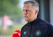 14 May 2025; Republic of Ireland head coach Heimir Hallgrimsson speaks to Virgin Media Sport during a Republic of Ireland squad announcement at the FAI Headquarters in Dublin. Photo by Ben McShane/Sportsfile