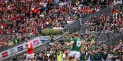 11 May 2025; The Delaney Cup on display in the Hogan Stand before the Leinster GAA Football Senior Championship final match between Louth and Meath at Croke Park in Dublin. Photo by Piaras Ó Mídheach/Sportsfile