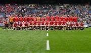 11 May 2025; The Louth squad before the Leinster GAA Football Senior Championship final match between Louth and Meath at Croke Park in Dublin. Photo by Piaras Ó Mídheach/Sportsfile