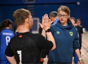 11 May 2025; Cork City coach Áine O'Donovan during the LOI Cairdeas Cup Festival match between Cork City and Finn Harps at the National Indoor Arena on the Sport Ireland Campus in Dublin. Photo by Stephen McCarthy/Sportsfile