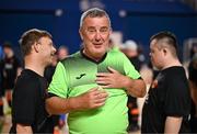 11 May 2025; Finn Harps coach Tony McNamee during the LOI Cairdeas Cup Festival match between Cork City and Finn Harps at the National Indoor Arena on the Sport Ireland Campus in Dublin. Photo by Stephen McCarthy/Sportsfile