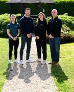 14 May 2025; GPA representatives, from left, Gemma Begley, GPA Head of Equality & Player Relations, Tom Parsons, GPA chief executive officer, Aisling Maher, GPA NEC Co-Chair, and Ciarán Barr, GPA Head of Finance, before the Gaelic Players Association AGM 2025 media conference at the Radisson Blu Dublin Airport Hotel in Dublin.  Photo by Piaras Ó Mídheach/Sportsfile