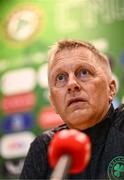 14 May 2025; Republic of Ireland head coach Heimir Hallgrimsson speaks to the media during a Republic of Ireland squad announcement at the FAI Headquarters in Dublin. Photo by Ben McShane/Sportsfile