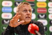 14 May 2025; Republic of Ireland head coach Heimir Hallgrimsson speaks to the media during a Republic of Ireland squad announcement at the FAI Headquarters in Dublin. Photo by Ben McShane/Sportsfile