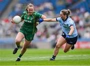 11 May 2025; Emma Duggan of Meath in action against Martha Byrne of Dublin during the TG4 Leinster LGFA Senior Football Championship final match between Dublin and Meath at Croke Park in Dublin. Photo by Piaras Ó Mídheach/Sportsfile