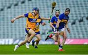 14 May 2025; Jack O'Neill of Clare in action against Joe Egan of Tipperary during the oneills.com Munster GAA Hurling U20 Championship final match between Tipperary and Clare at TUS Gaelic Grounds in Limerick. Photo by Tyler Miller/Sportsfile