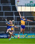 14 May 2025; Fred Hegarty of Clare in action against Conor Martin of Tipperary during the oneills.com Munster GAA Hurling U20 Championship final match between Tipperary and Clare at TUS Gaelic Grounds in Limerick. Photo by Tyler Miller/Sportsfile