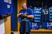 3 May 2025; Leinster senior kitman Jim Bastick prepares the dressingroom before the Investec Champions Cup semi-final match between Leinster and Northampton Saints at the Aviva Stadium in Dublin. Photo by Brendan Moran/Sportsfile