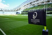 3 May 2025; A general view of a corner flag before the Investec Champions Cup semi-final match between Leinster and Northampton Saints at the Aviva Stadium in Dublin. Photo by Brendan Moran/Sportsfile