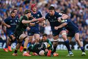 3 May 2025; Joe McCarthy of Leinster in action against Henry Pollock of Northampton Saints during the Investec Champions Cup semi-final match between Leinster and Northampton Saints at the Aviva Stadium in Dublin. Photo by Brendan Moran/Sportsfile